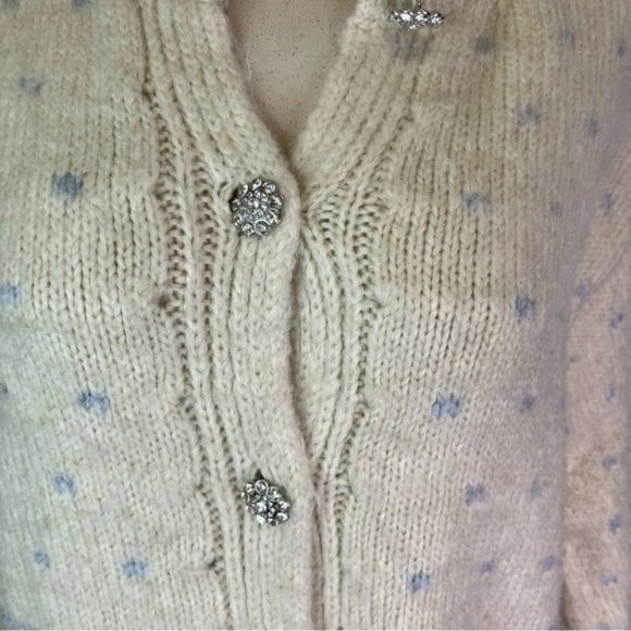 Zara Jewel Cream Pastel Button Jacket Cardigan Knit Oversized Medium - Picture 3 of 9